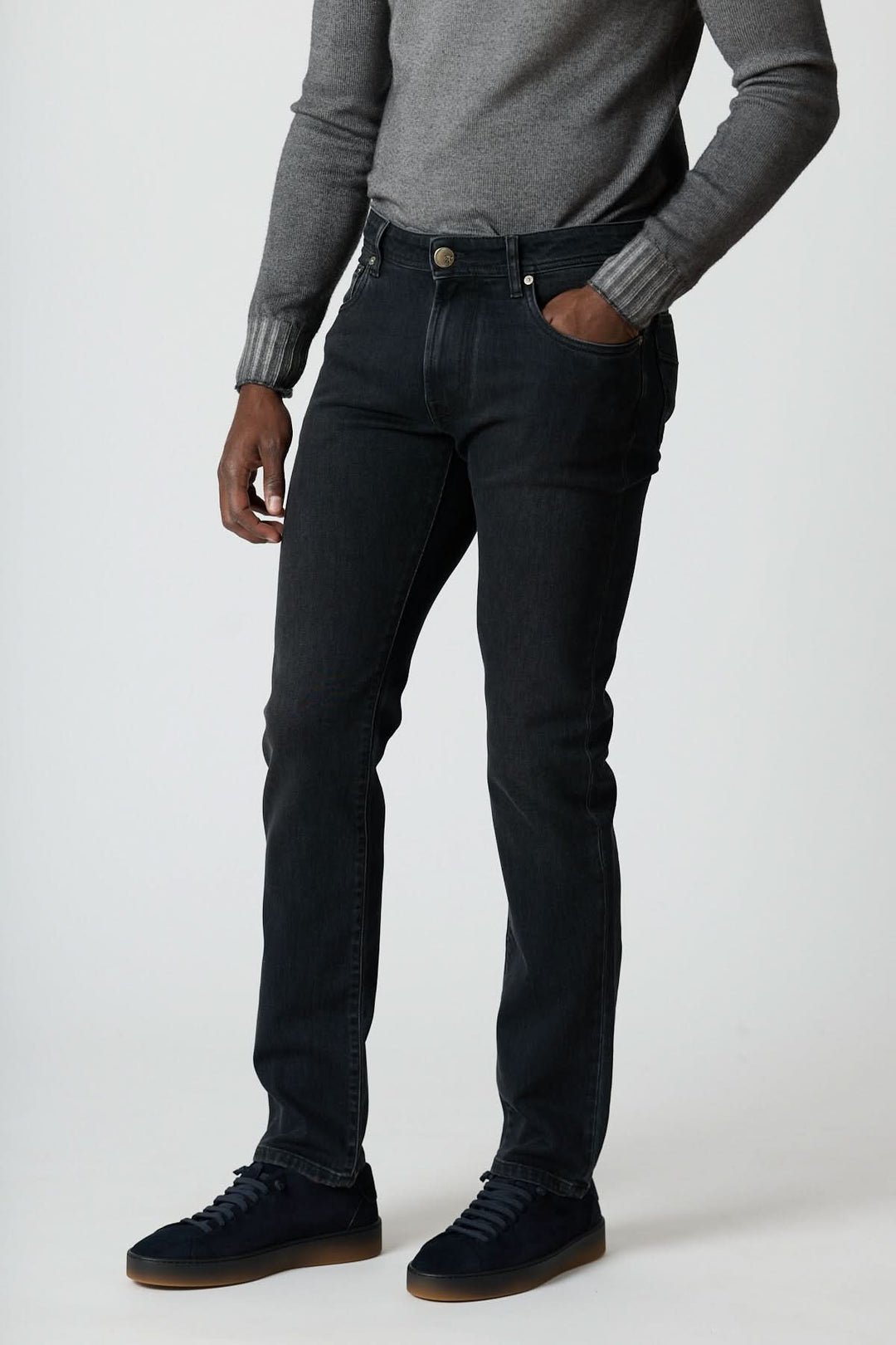 Jean 5 poches en denim stretch gris foncé