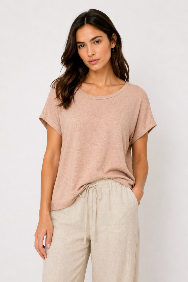 Short-sleeved linen T-shirt