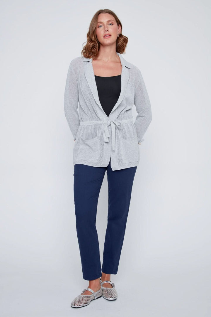 Belted knit cardigan