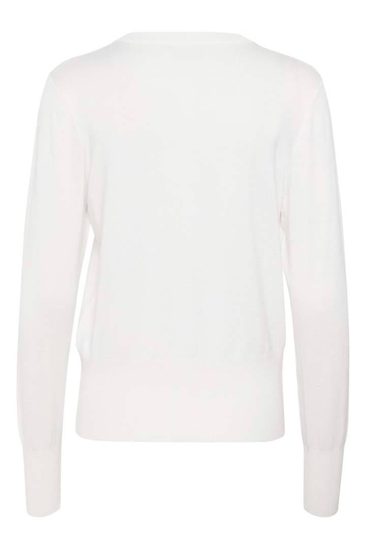 Cardigan Lizza blanc, manches longues ajustées, textile léger et élégant, vue arrière.