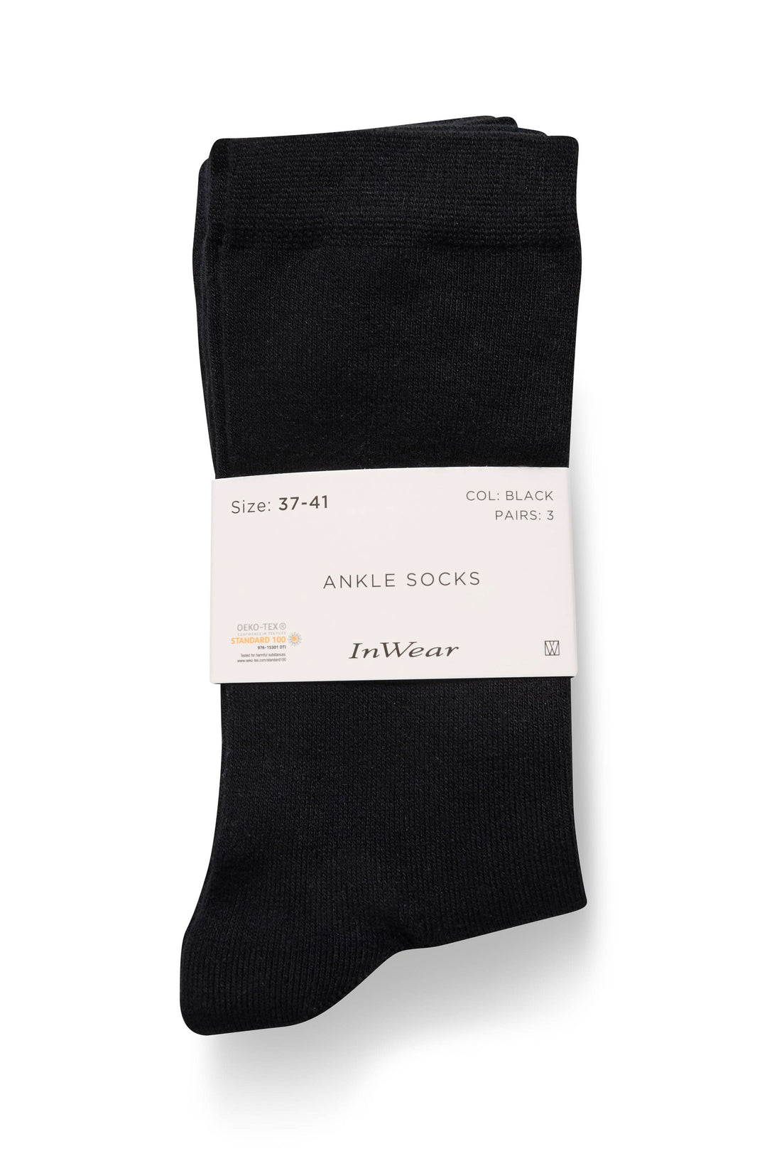 Lot de trois paires de chaussettes noires mi-mollet, confortables et extensibles, parfaites pour toutes les tenues.