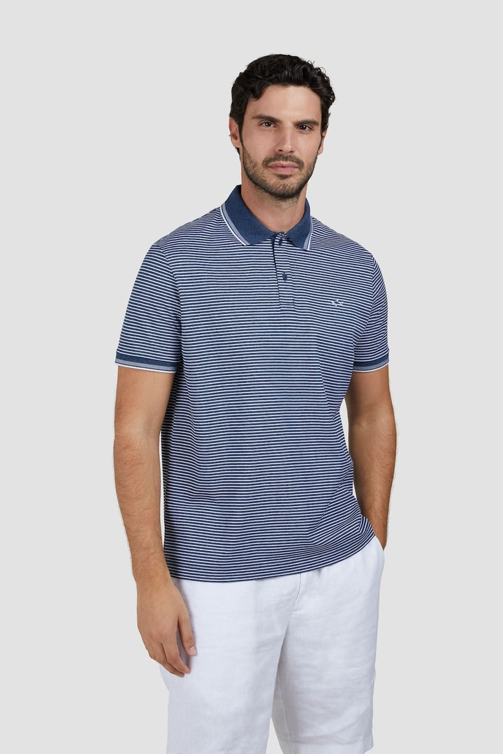 Jaspe striped cotton piqué polo shirt
