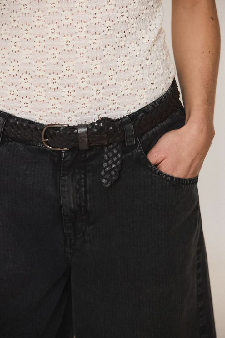 Braided leather belt 