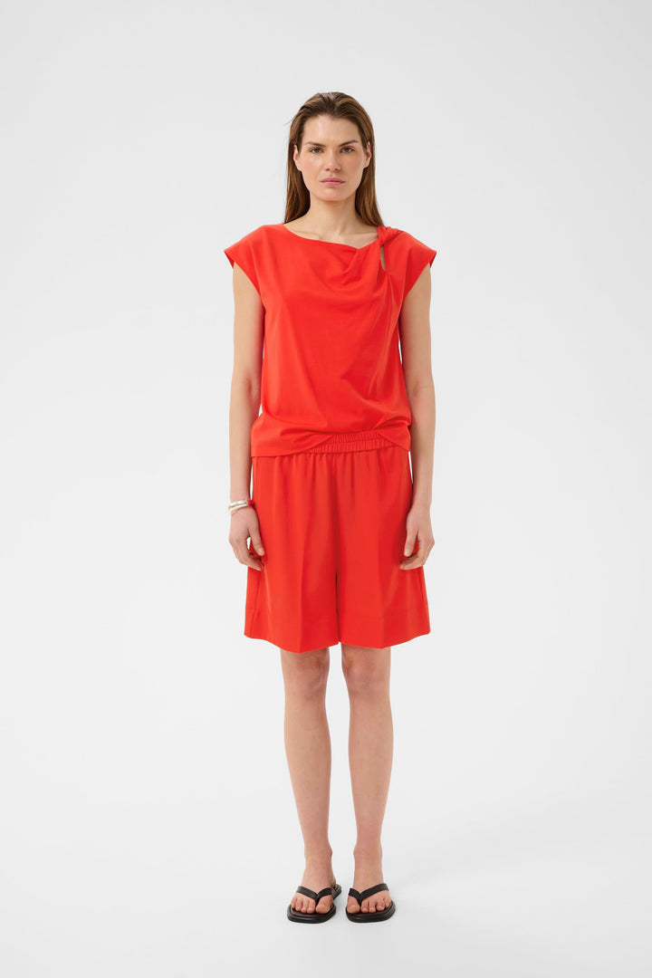 Pennie Flowy Blouse with a Draped Neckline