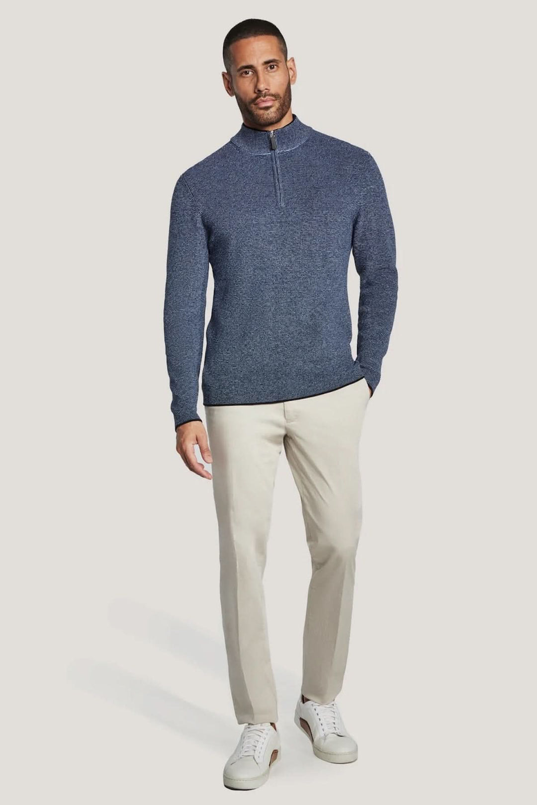 Pull quart de zip en coton texturé