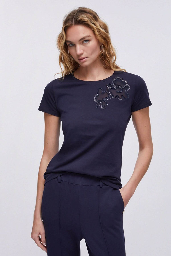 T-shirt avec appliqué floral