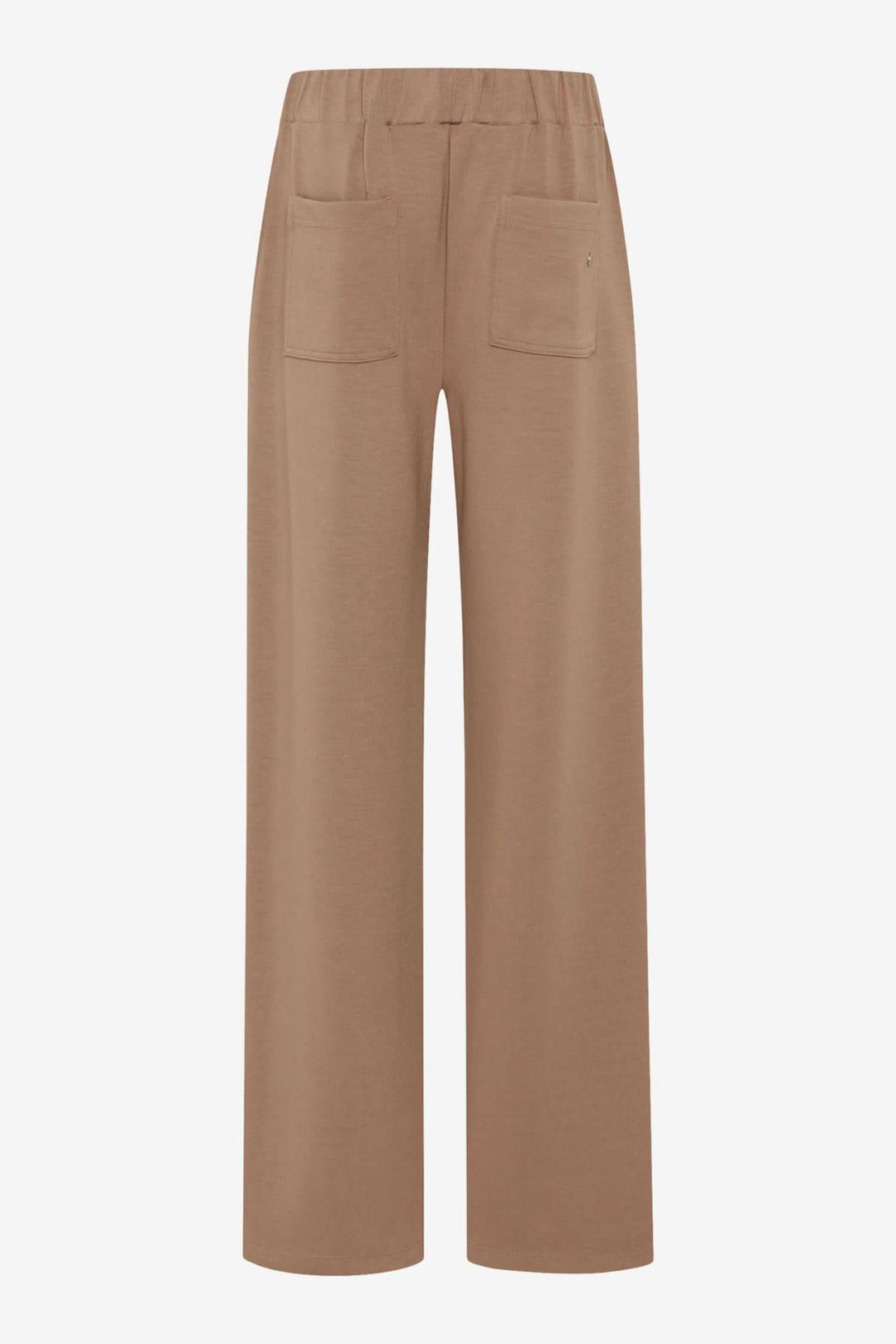 Pantalon palazzo Maine à jambe large, taille élastique, couleur marron, style chic-décontracté.