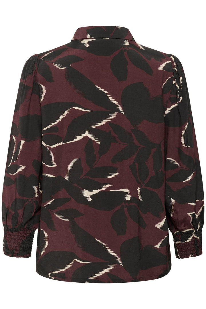 Chemise Mille imprimée à manches longues et poignets smockés avec col classique et imprimé graphique.