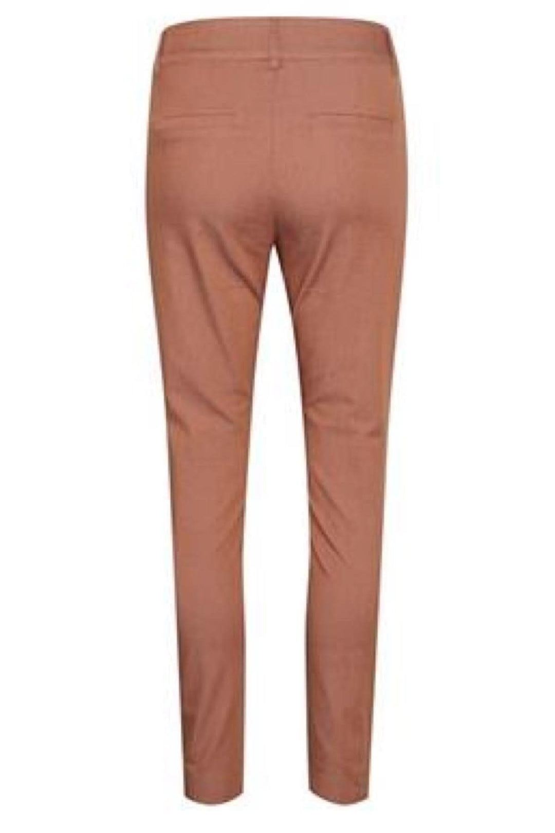 Pantalon Chino vue arrière, couleur marron, élégant et confortable, adapté pour l'été et toutes occasions.