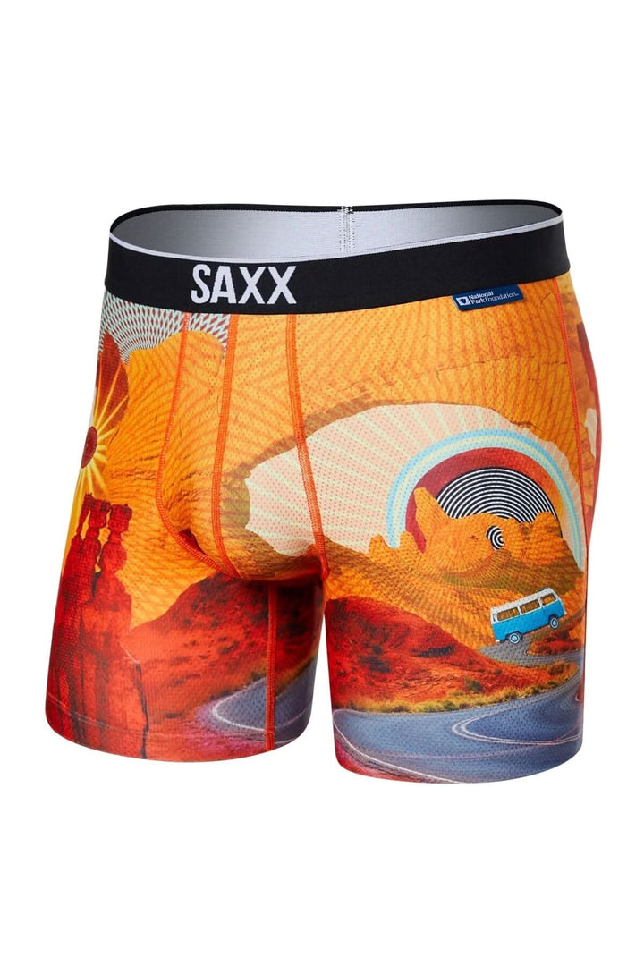 Boxer masculins SAxx avec imprimé inspire par les parcs nationaux, idéal pour entraînements et activités sportives.
