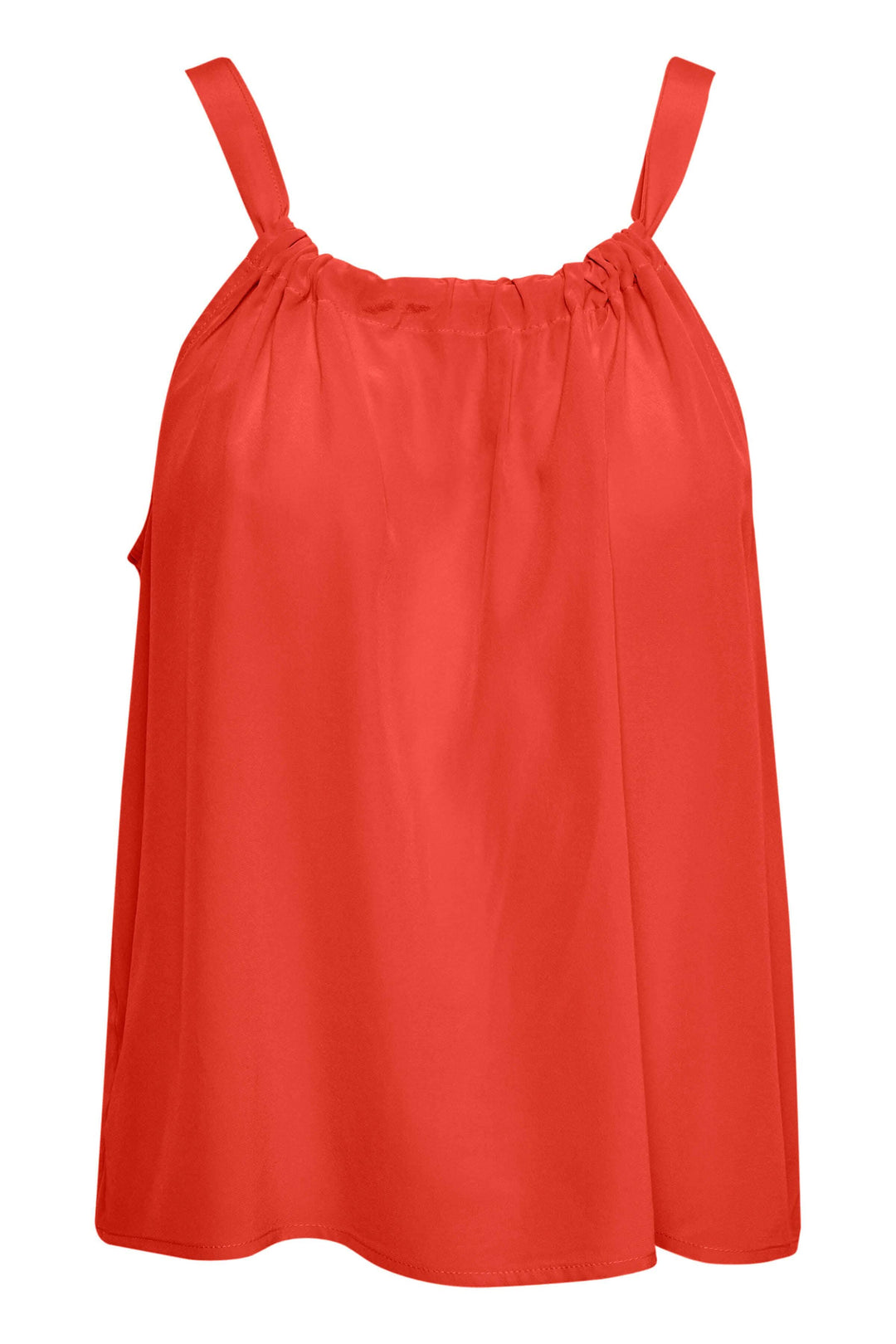 Camisole féminine rouge sans manches avec col rond, confort et style pour la saison estivale.