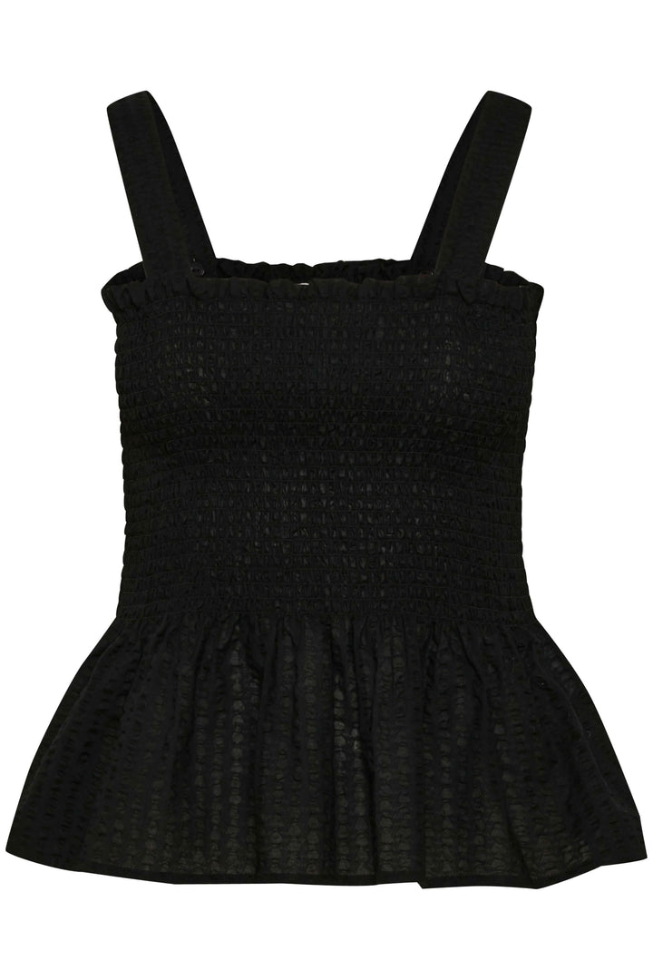 Camisole Stevie noire à bretelles larges, partie supérieure en nid d&