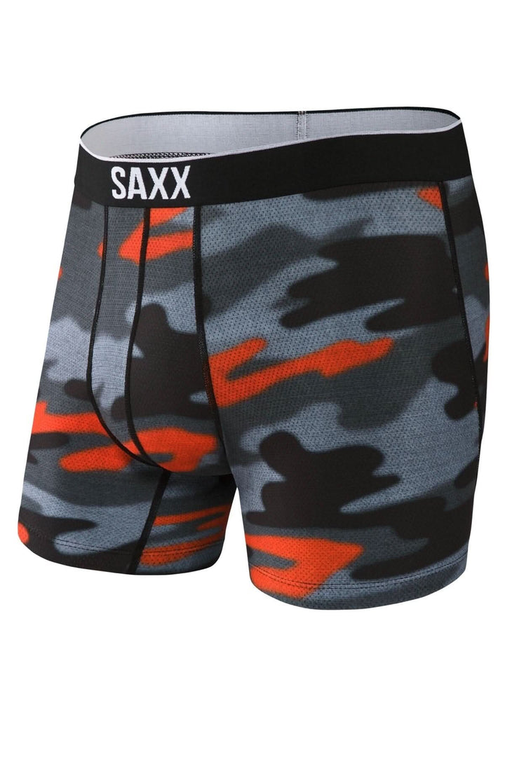 Caleçon Saxx camouflage Hazy en maille respirante, coupe ajustée, idéal pour les entraînements sportifs.