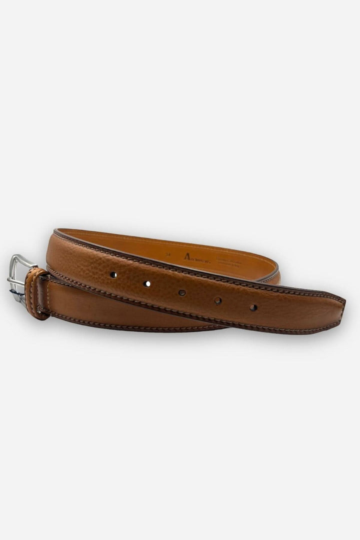 Ceinture en cuir tan italienne Anderson's avec boucle argentée, élégante et intemporelle.
