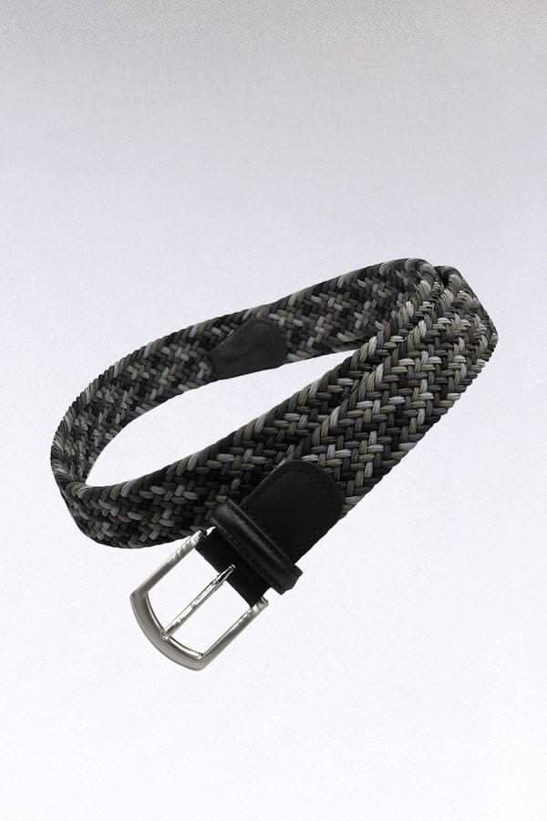 Ceinture tressée en tissu extensible, boucle en laiton, fabriquée à la main en Italie, largeur de 3,8 cm.