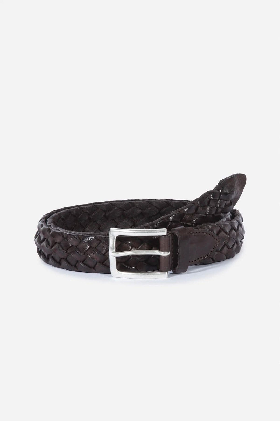Ceinture tressée en cuir véritable marron avec boucle en nickel, style européen, largeur 3 cm.