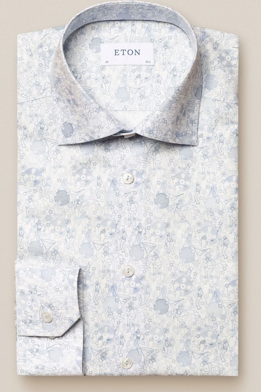 Chemise Eton en twill fin avec imprimé floral, élégante et versatile pour un style business casual.