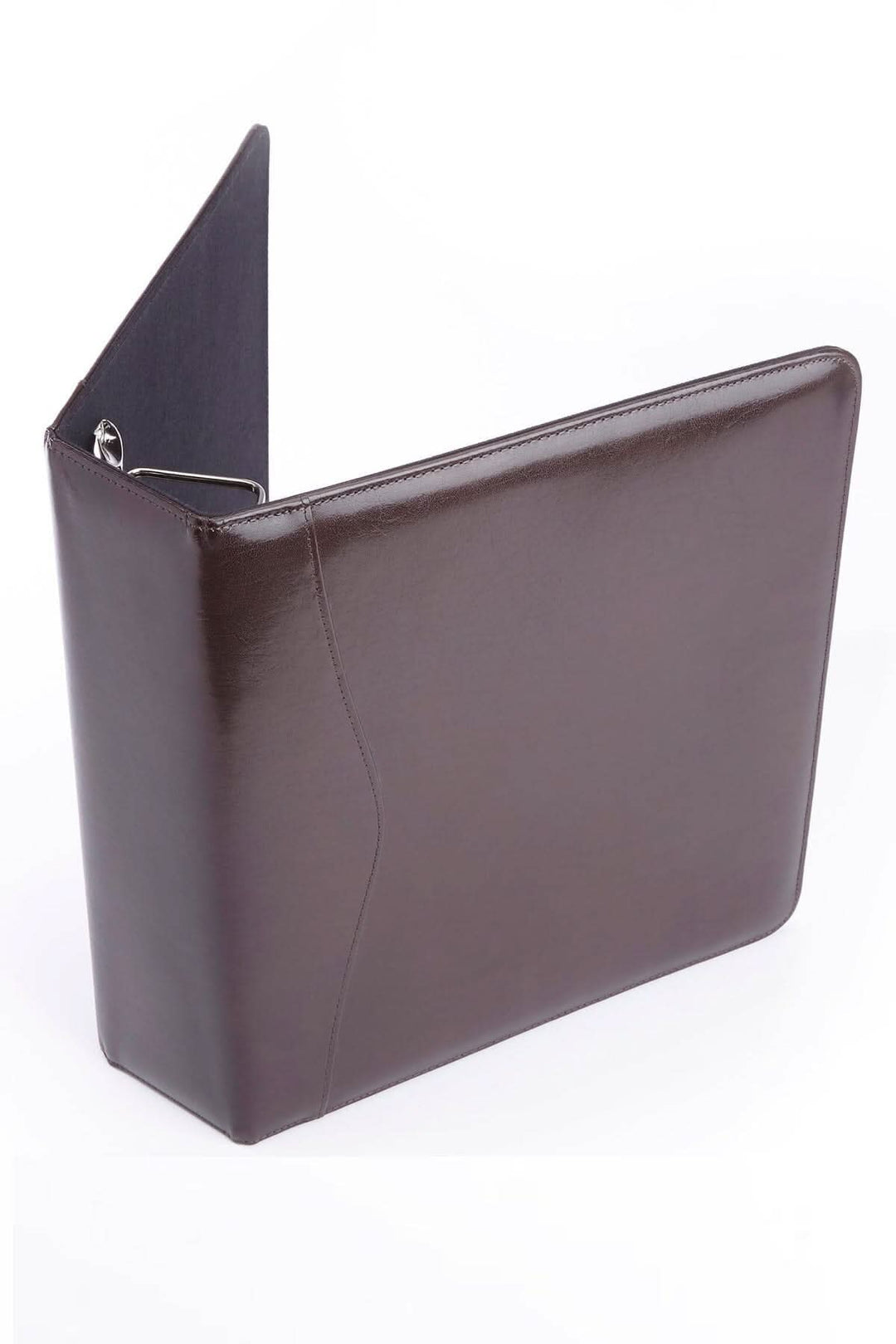 Classeur à anneaux en cuir de 1,5 po avec demi-poche et porte-cartes, finition haut de gamme.