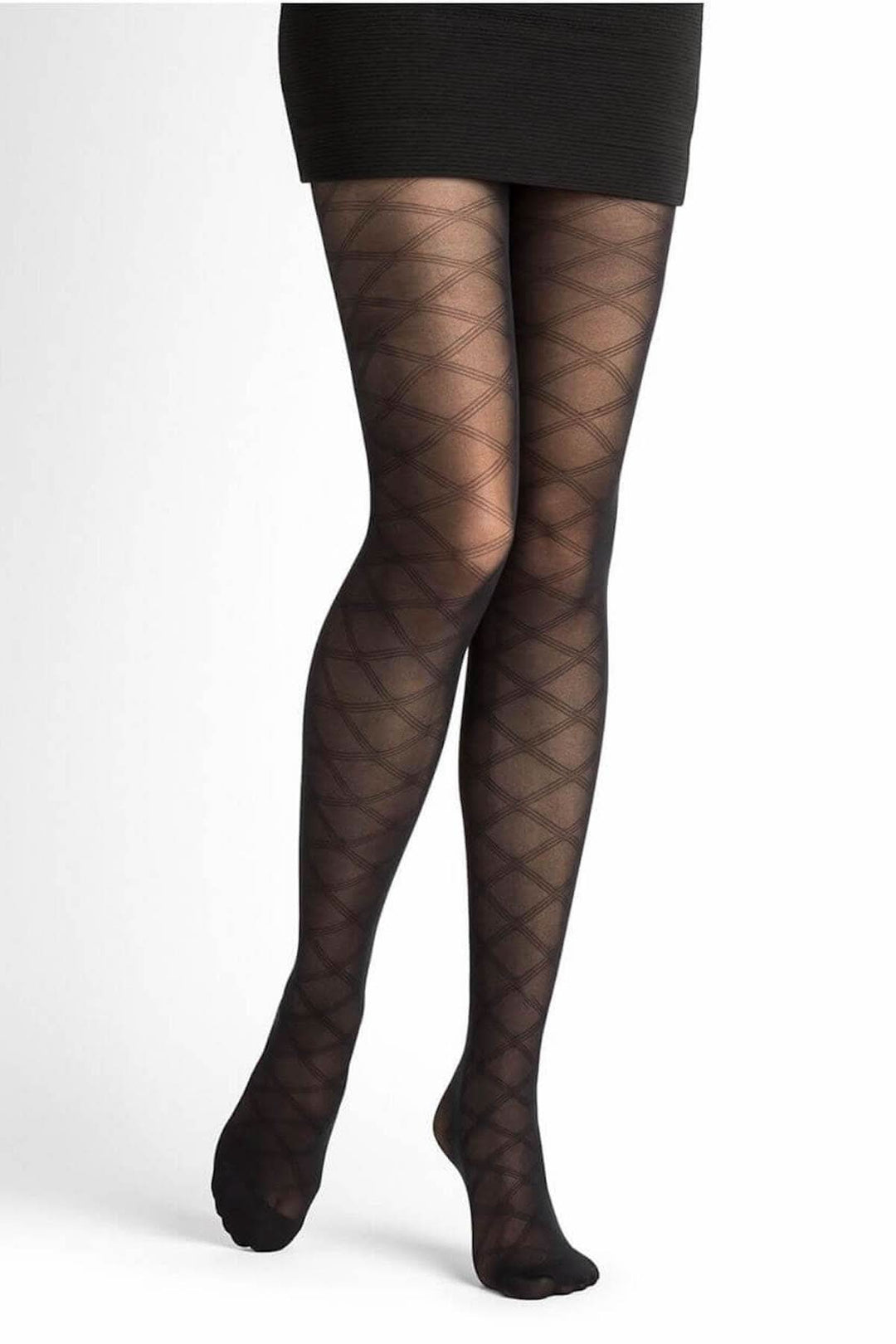 Collant semi-opaque 30D motif losanges, doux et régulier, pour un galbe parfait des jambes.