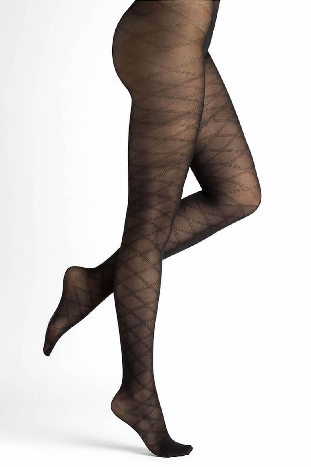 Collant semi-opaque 30D motif losanges, style élégant et effet 3D pour un confort optimal.