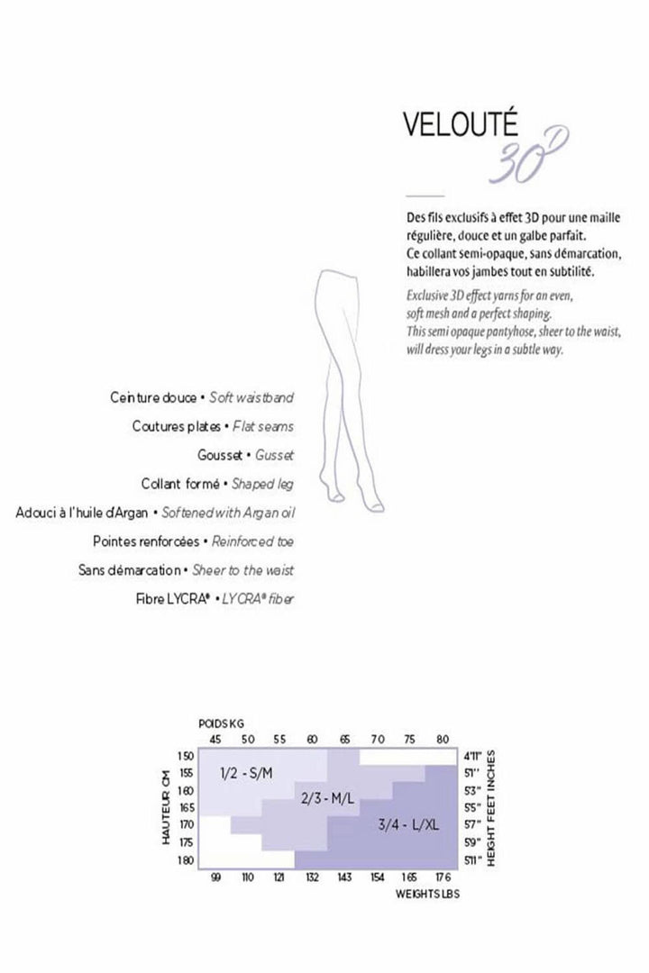 Collants à pois semi-opaques 30D avec taille douce et coutures plates, en polyamide et lycra.