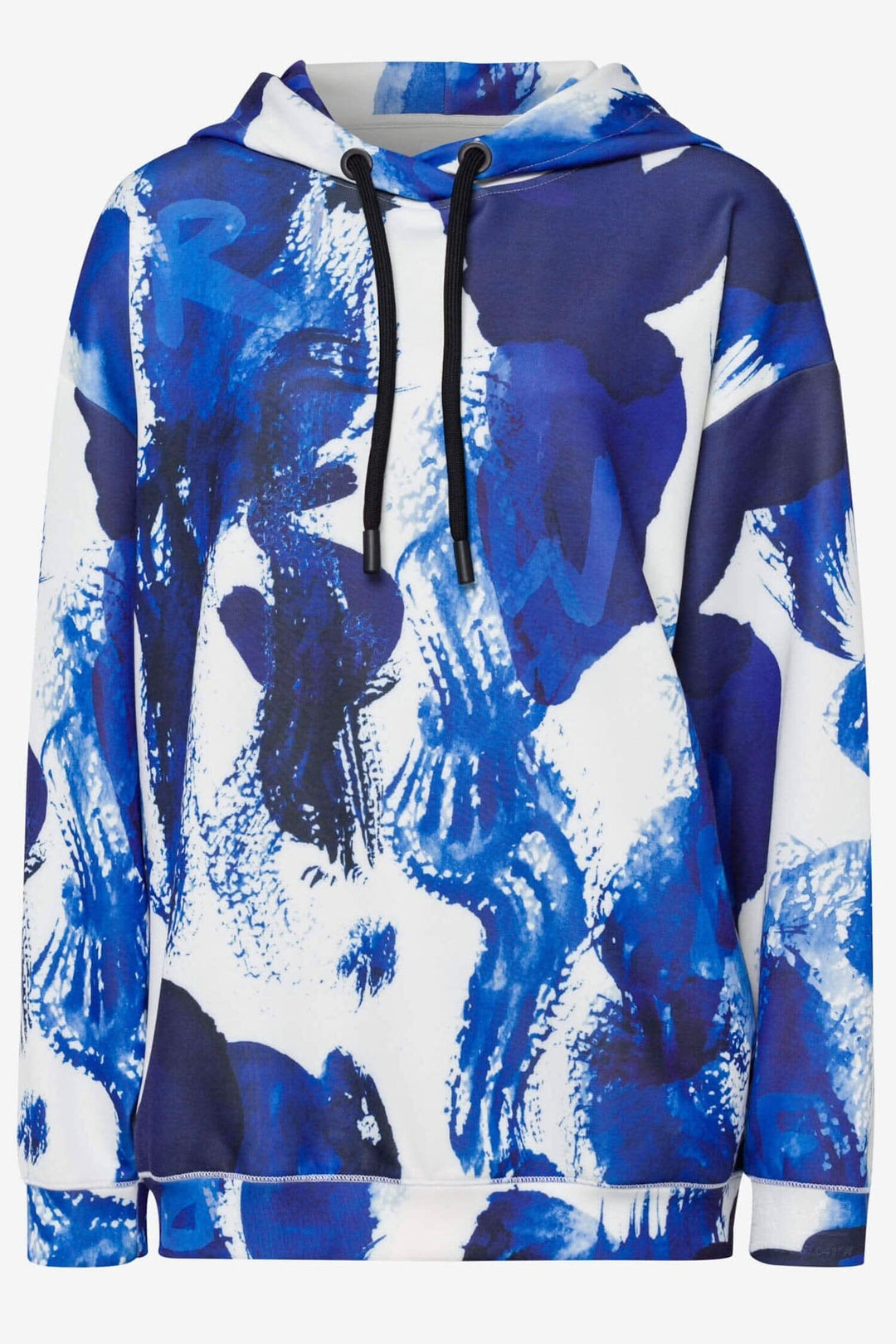 Sweat-shirt pour femme Coton ouaté Fayne de BRAX LAB, imprimé artistique bleu et blanc, style décontracté.