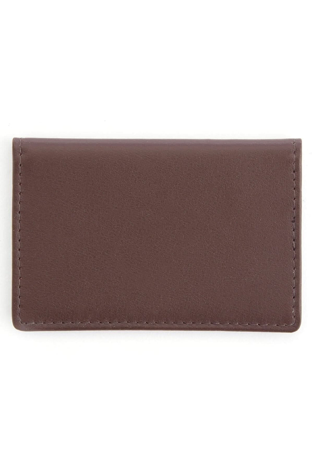 Étui compact en cuir pleine fleur pour cartes d'identité, cartes de crédit et visites, couleur brune.