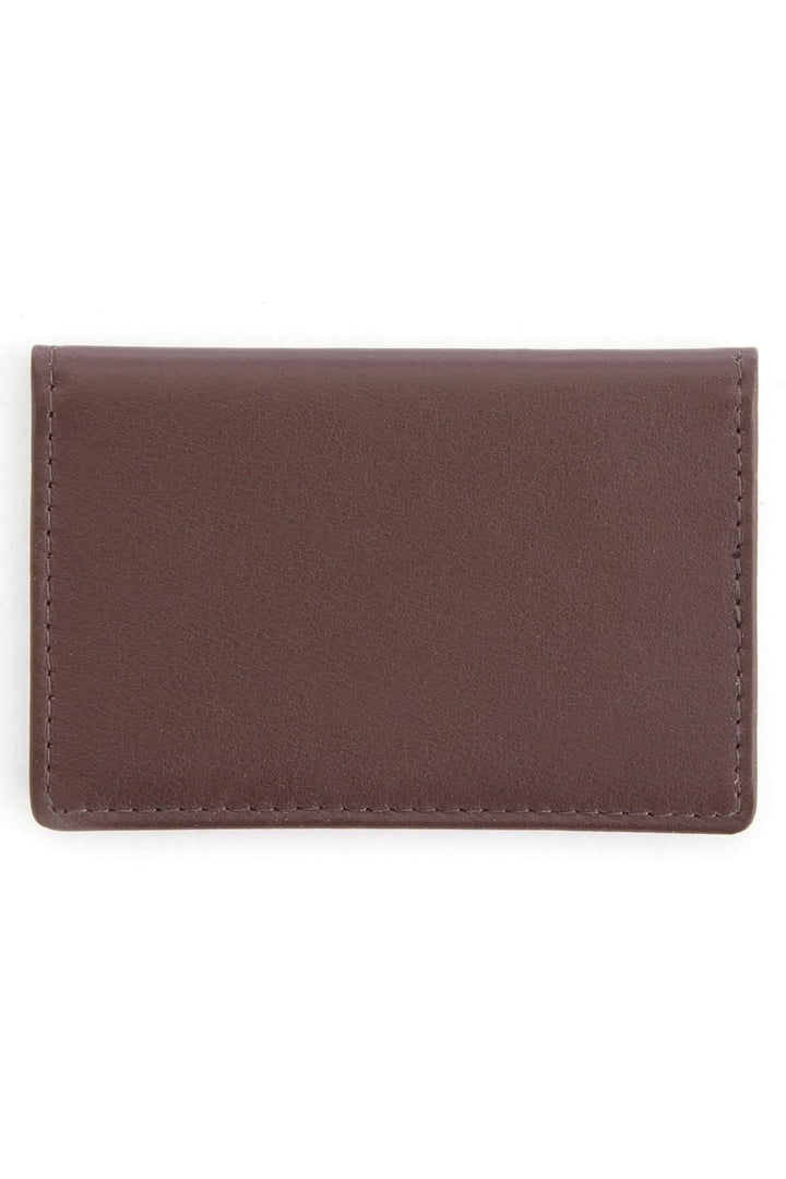 Étui compact en cuir pleine fleur pour cartes d'identité, cartes de crédit et visites, couleur brune.