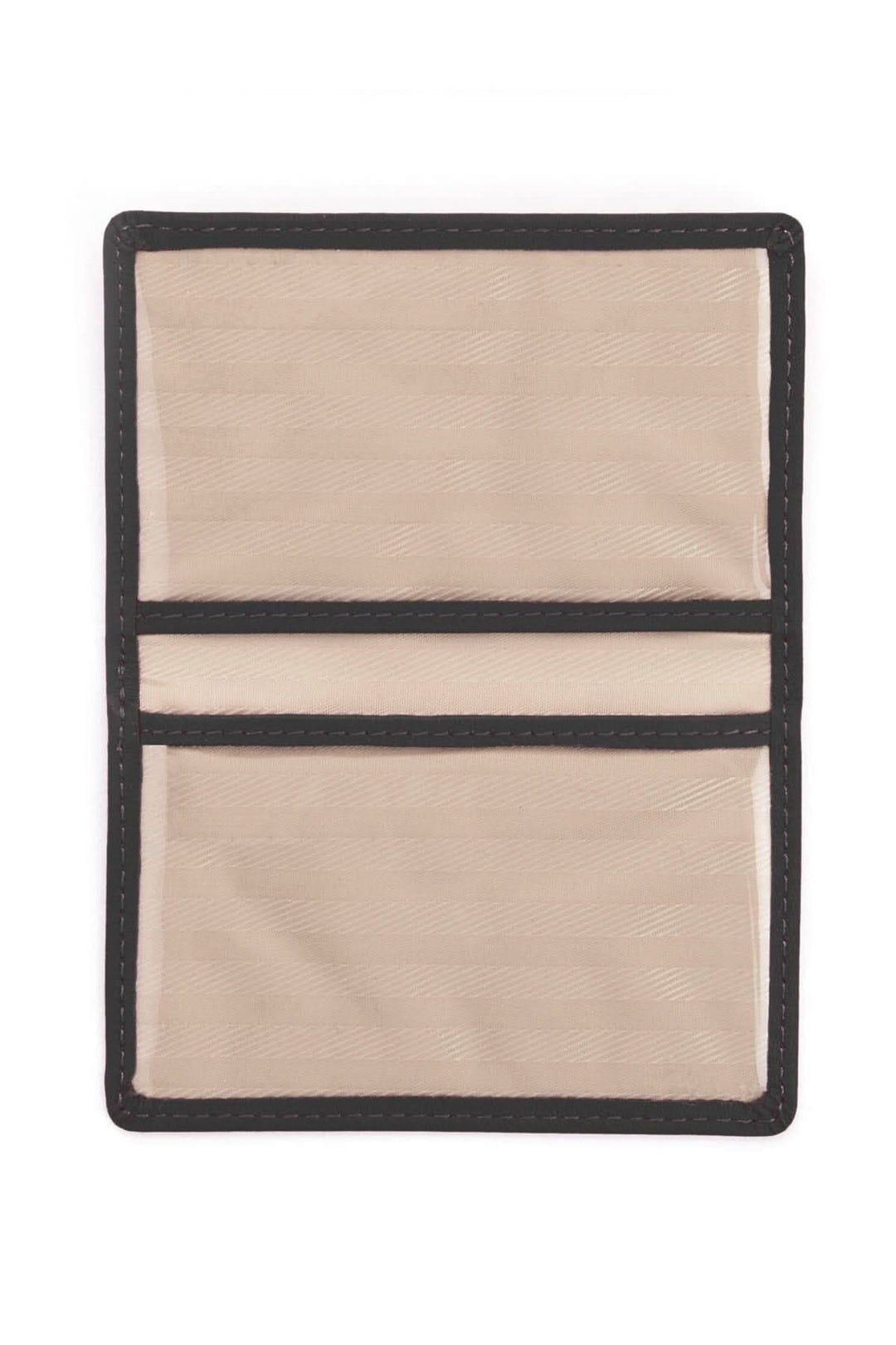 Étui compact en cuir à deux fenêtres pour cartes d'identité, cartes de crédit et monogramme personnalisé.