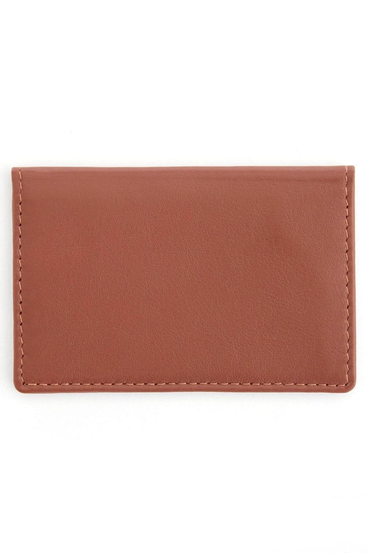 Étui compact en cuir pleine fleur pour cartes d'identité et cartes de crédit, couleur marron.