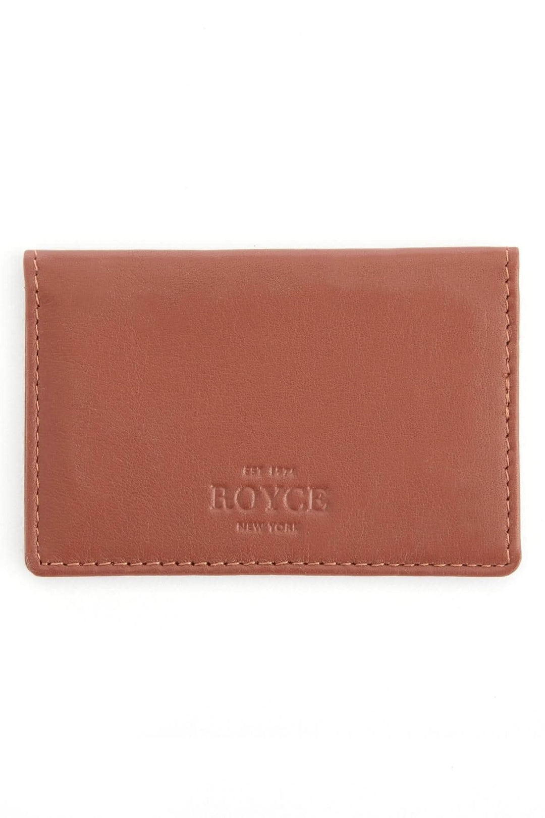 Étui compact en cuir pleine fleur ROYCE pour cartes d'identité et cartes de crédit, avec personnalisation possible.