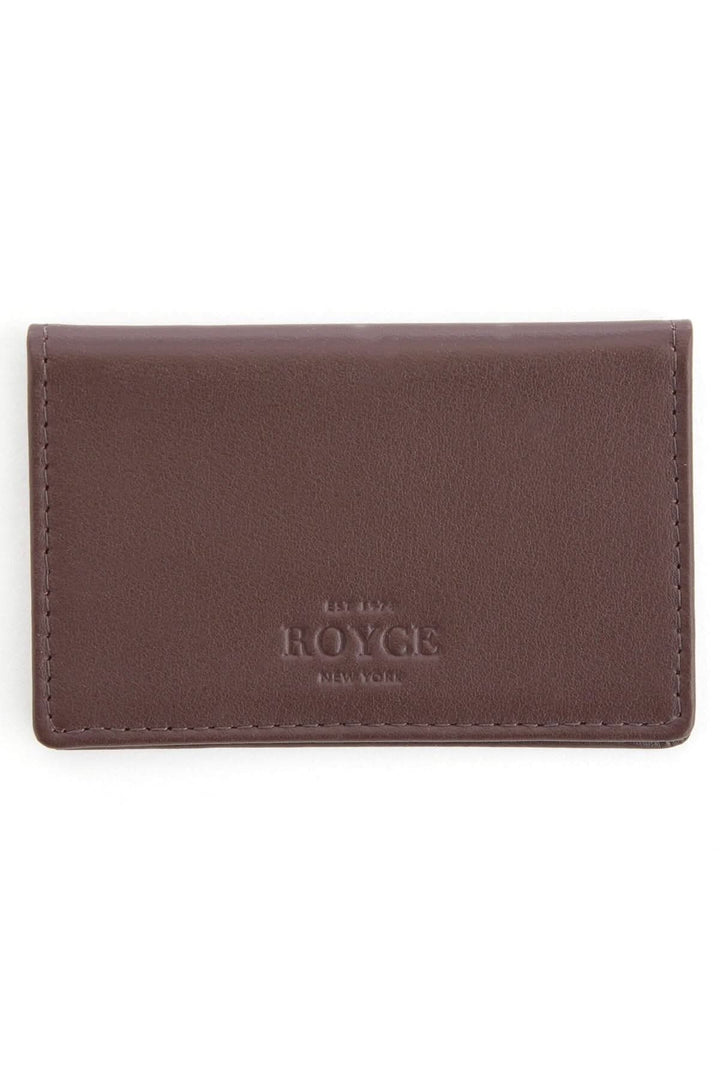 Étui compact en cuir pleine fleur ROYCE pour cartes d'identité et cartes de visite, couleur marron élégant.