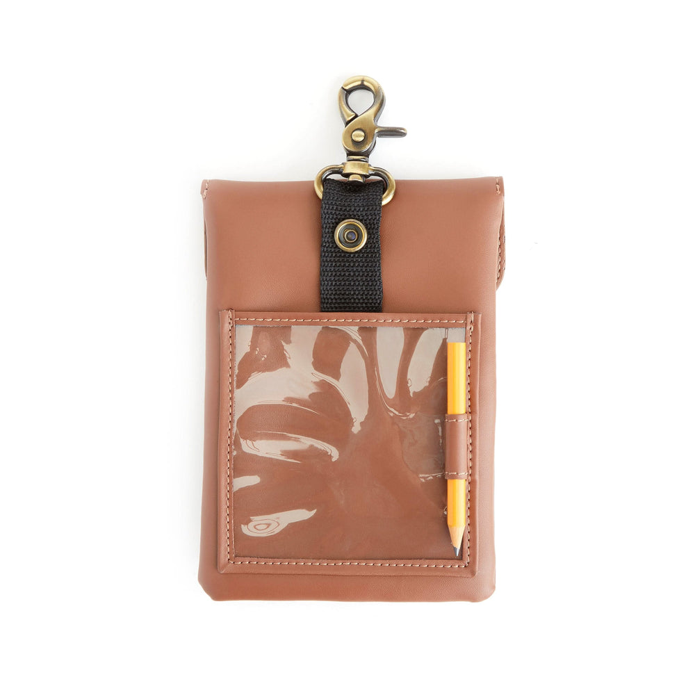 Golf accessory bag featuring a clear pocket, pen loop, and clip for easy attachment to your golf bag.