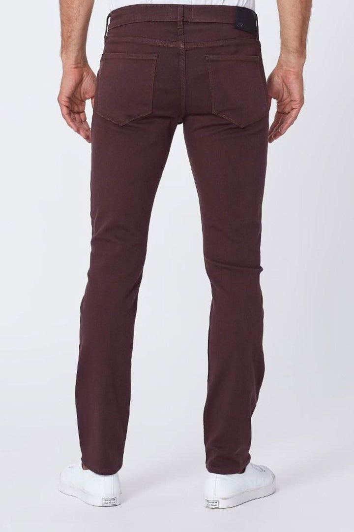 Jean Paige Lennox slim fit jeans in deep russet color, showcasing the back view and pocket design.