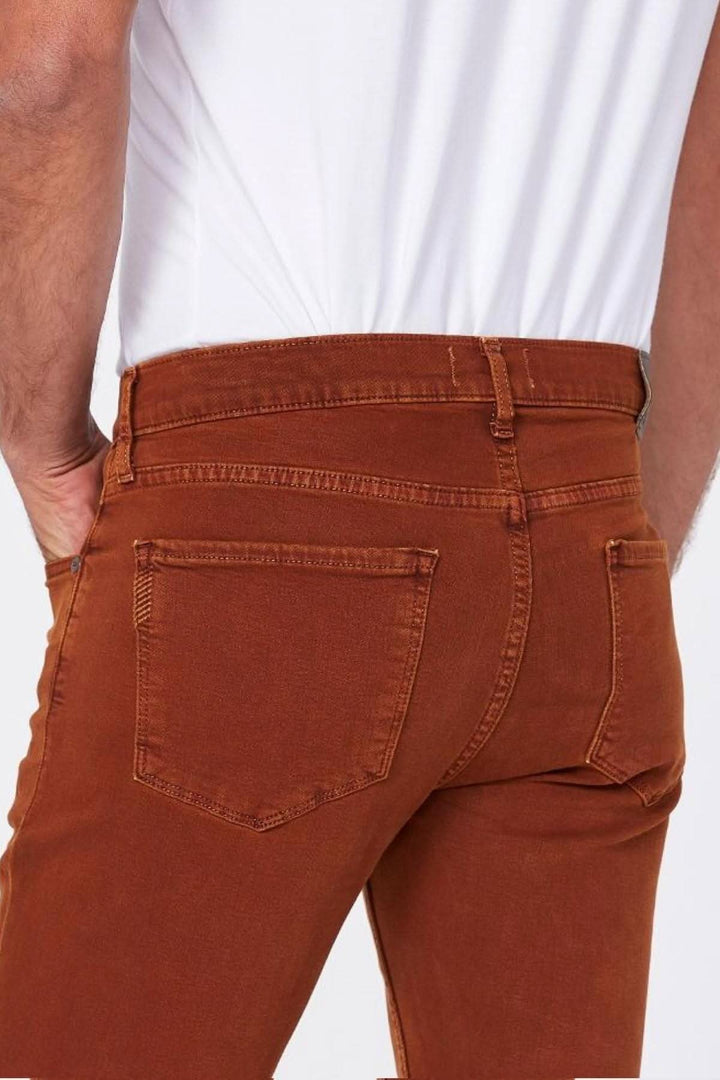 Jean Paige Lennox slim fit pants in Deep Russet color, showcasing back view with pockets.