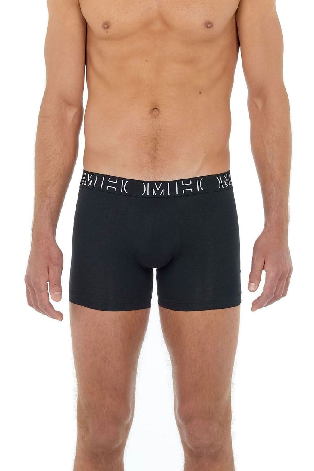 Boxer noir pour hommes en coton élasthanne, offrant confort et style, partie d'un lot de 3 sous-vêtements.