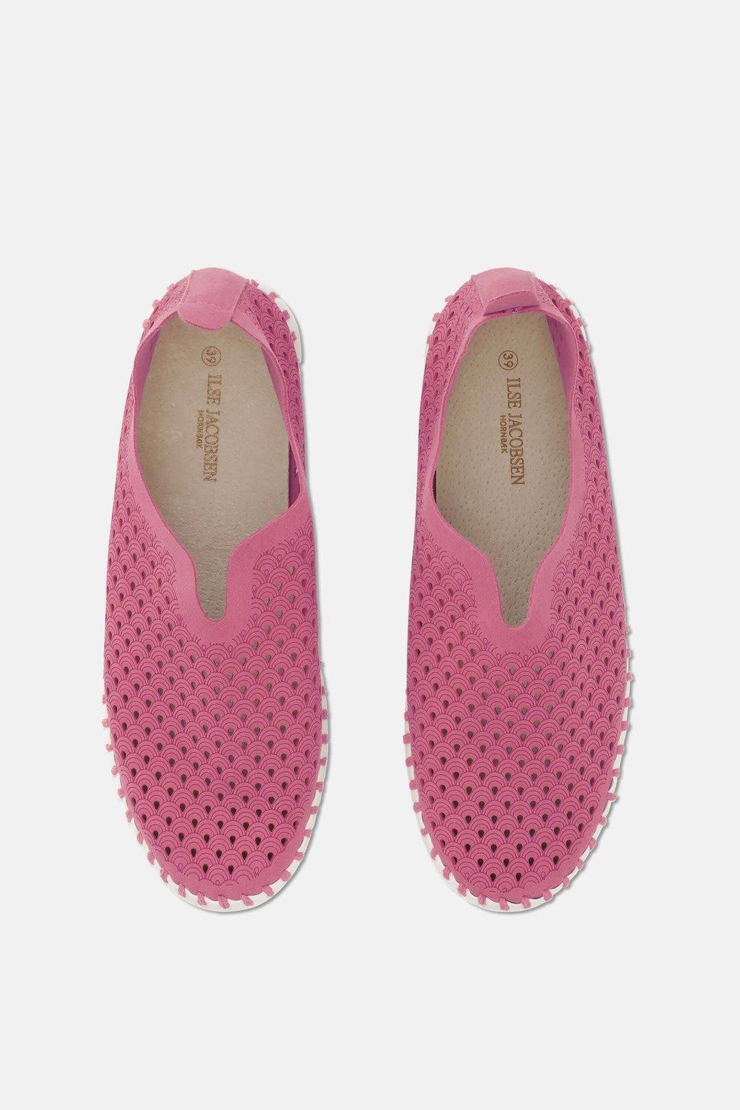 Mocassin Tulip139, chaussures légères en microfibre recyclée, coloris rose, avec motif découpé au laser.