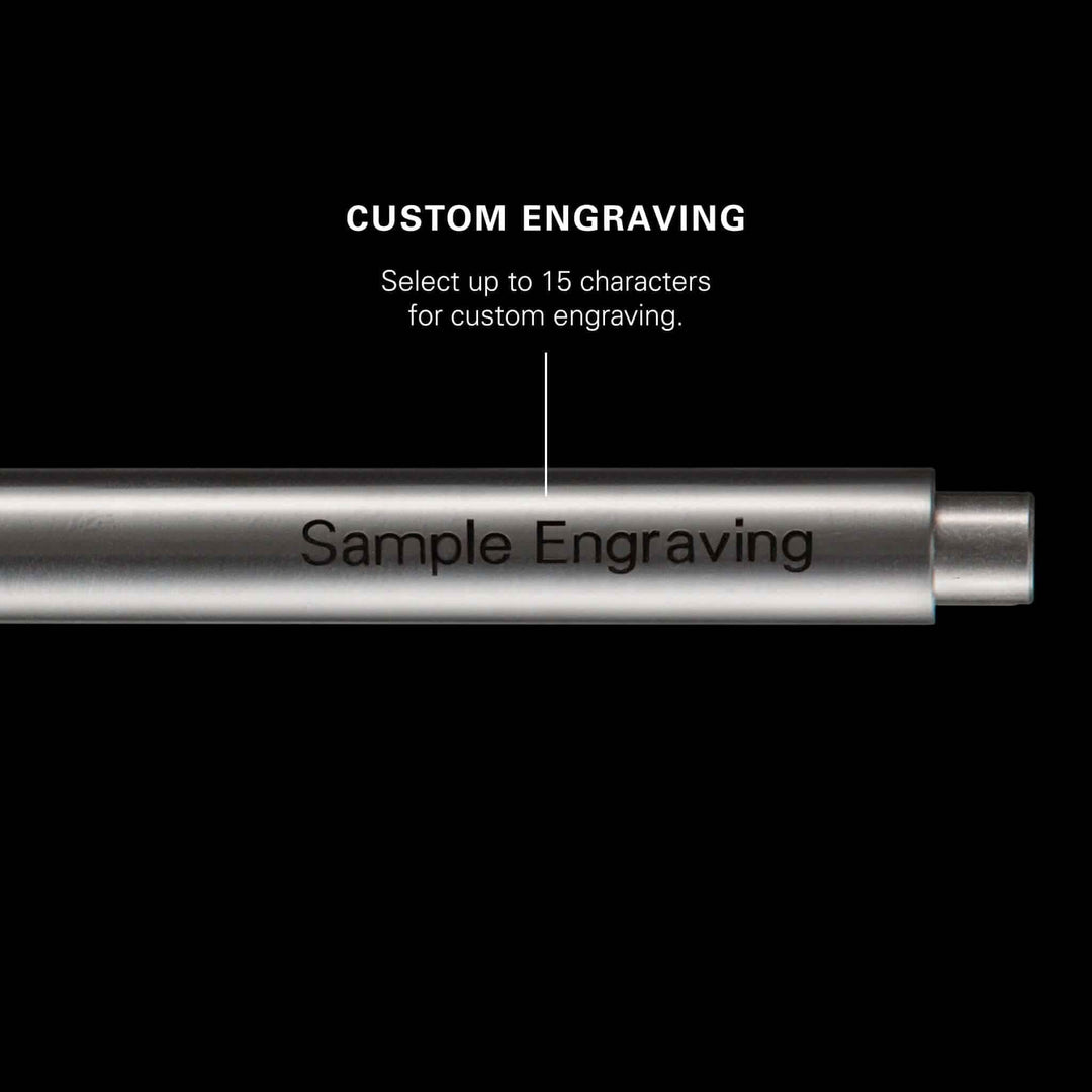Stylo Modern Fuel with custom engraving option for personalization, showcasing sample engraving on sleek design.