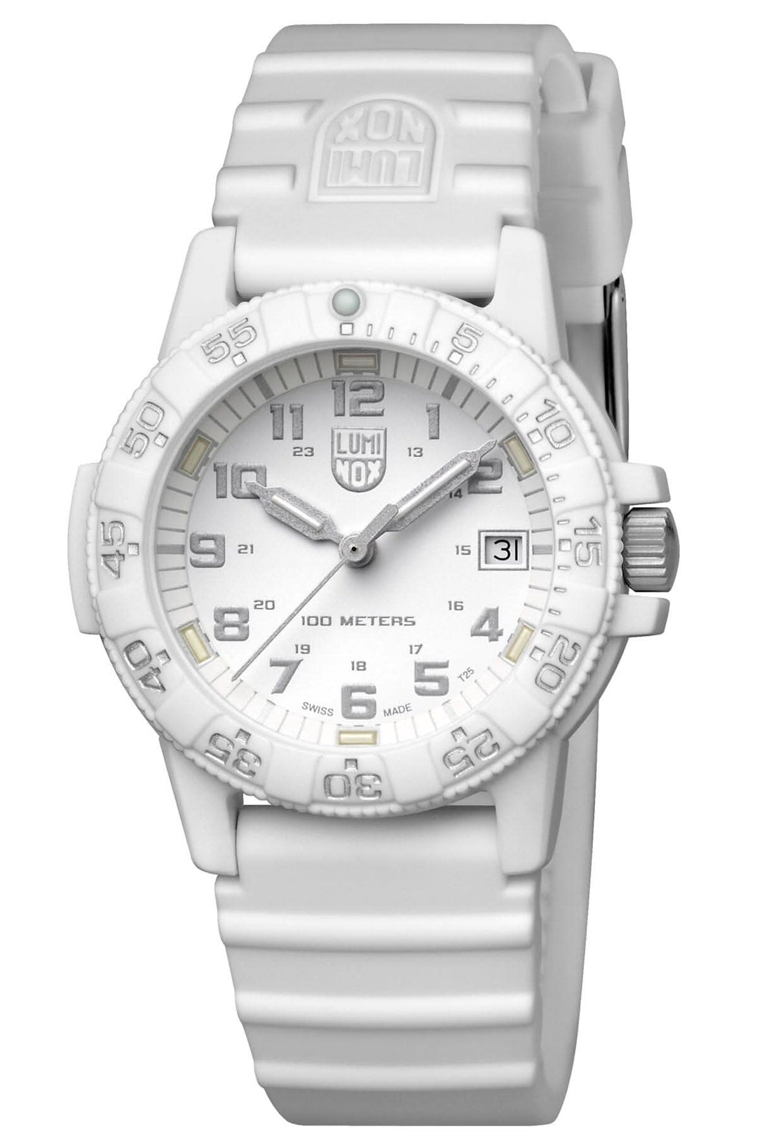 Montre Luminox Leatherback Sea Turtle à bracelet blanc, 39mm, étanche jusqu'à 100 mètres.
