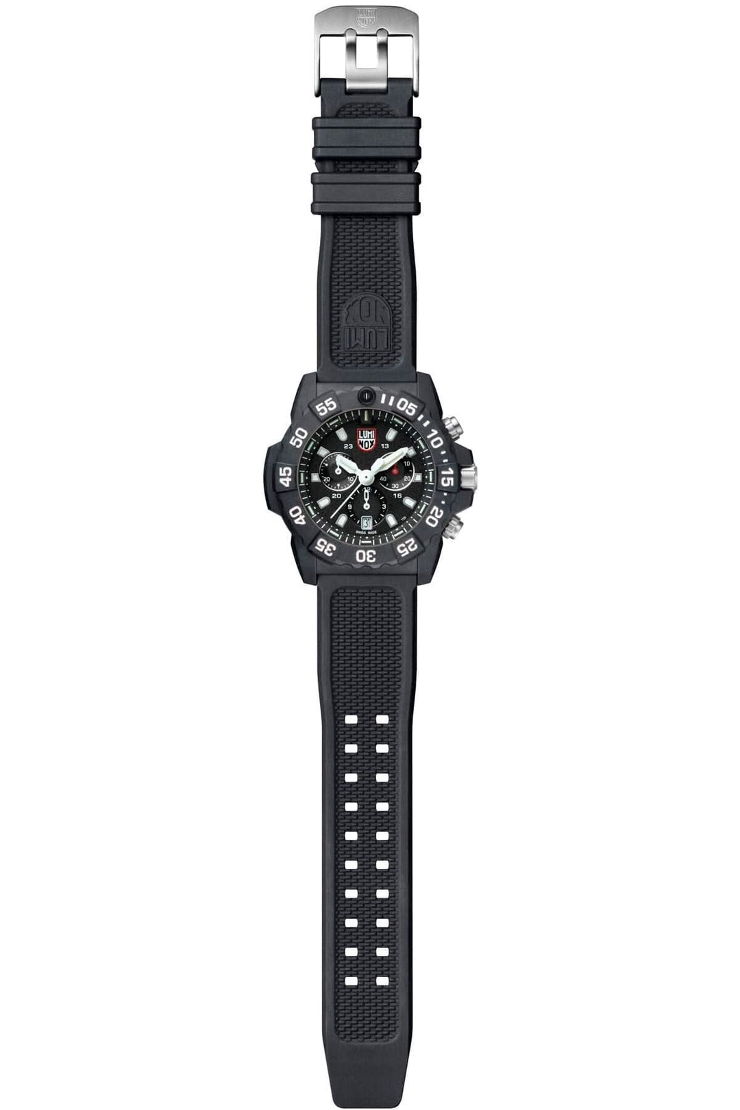 Montre chronographe Luminox Navy SEAL 3581 en noir, résistante à l'eau et avec mouvement à quartz suisse.