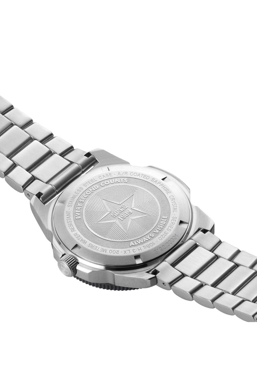 Montre Montre Pacific Diver 3122 : vue du verso en acier inoxydable, détail du fond et bracelet.