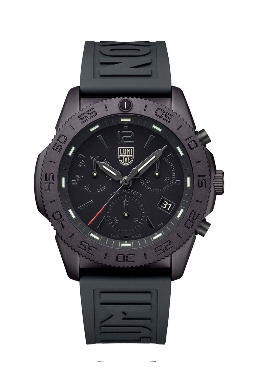 Montre Luminox Pacific Diver 3141.BO avec boîtier en acier et bracelet en caoutchouc noir, design moderne et fonctionnel.