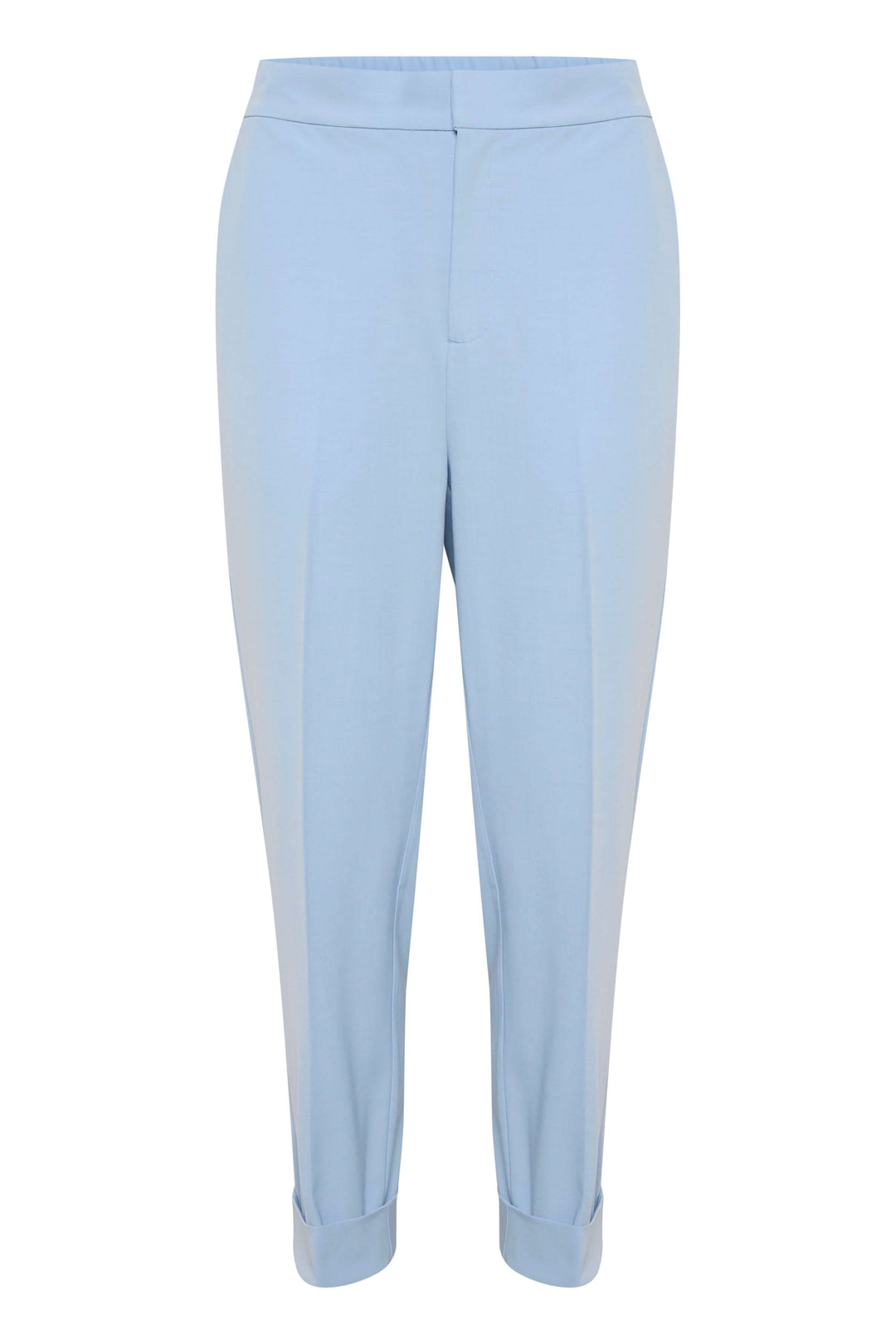 Pantalon à revers Naxa bleu, confort incroyable avec taille élastique, poches, et plis sur le devant.