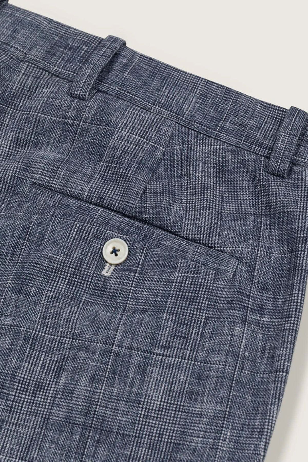 Pantalon en coton extensible CIRCOLO 1901, motif à carreaux, dos avec poche boutonnée, couleur bleu.