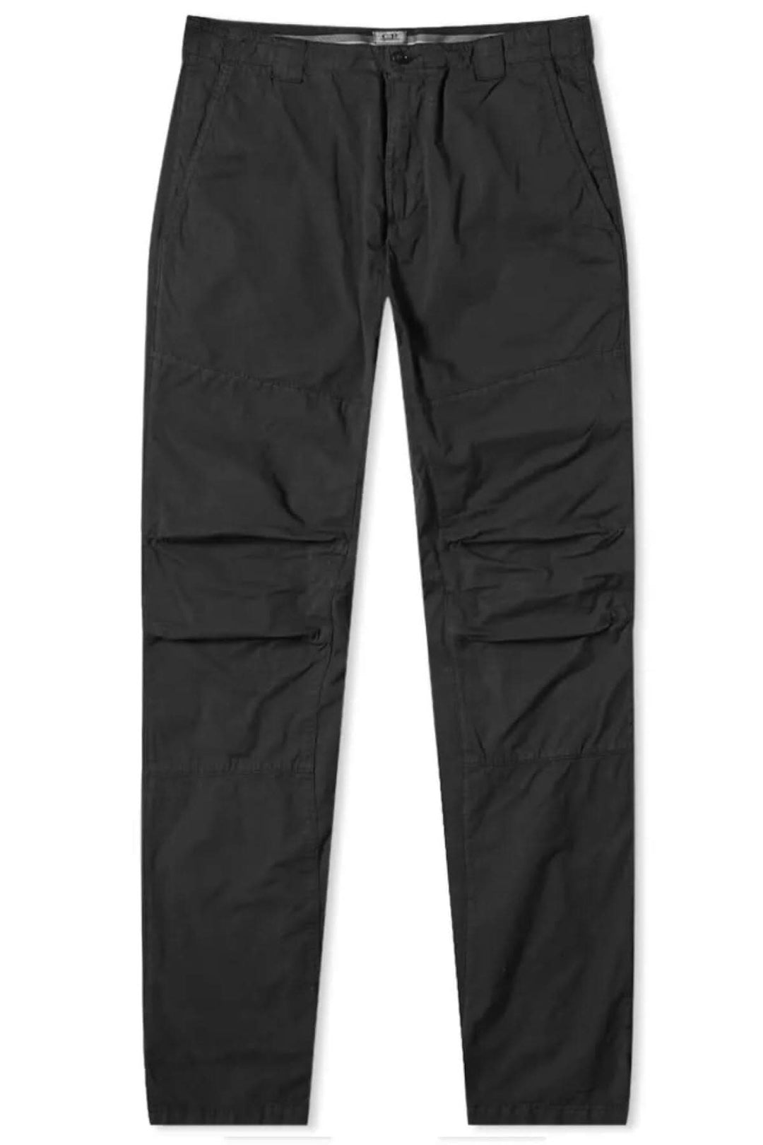 Pantalon ergonomique noir en twill stretch avec poches latérales, élégant et confortable, de C.P. Company.