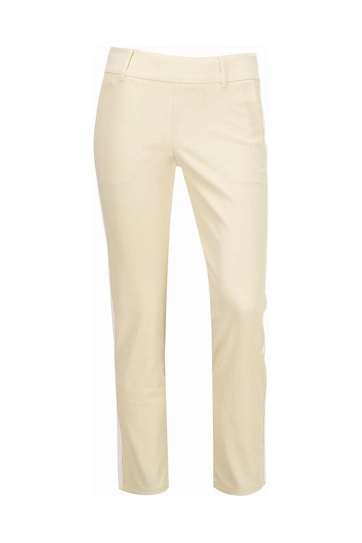Pantalon Lucy 7/8 en color crème, coupe slim, confortable avec rayure gallon latérale.