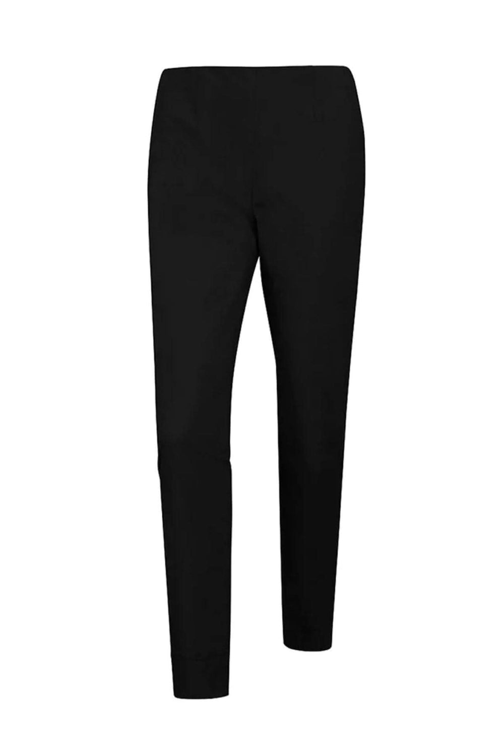 Pantalon noir penny jambe longue, extensible et confortable, coupe parfaite et coutures décoratives.