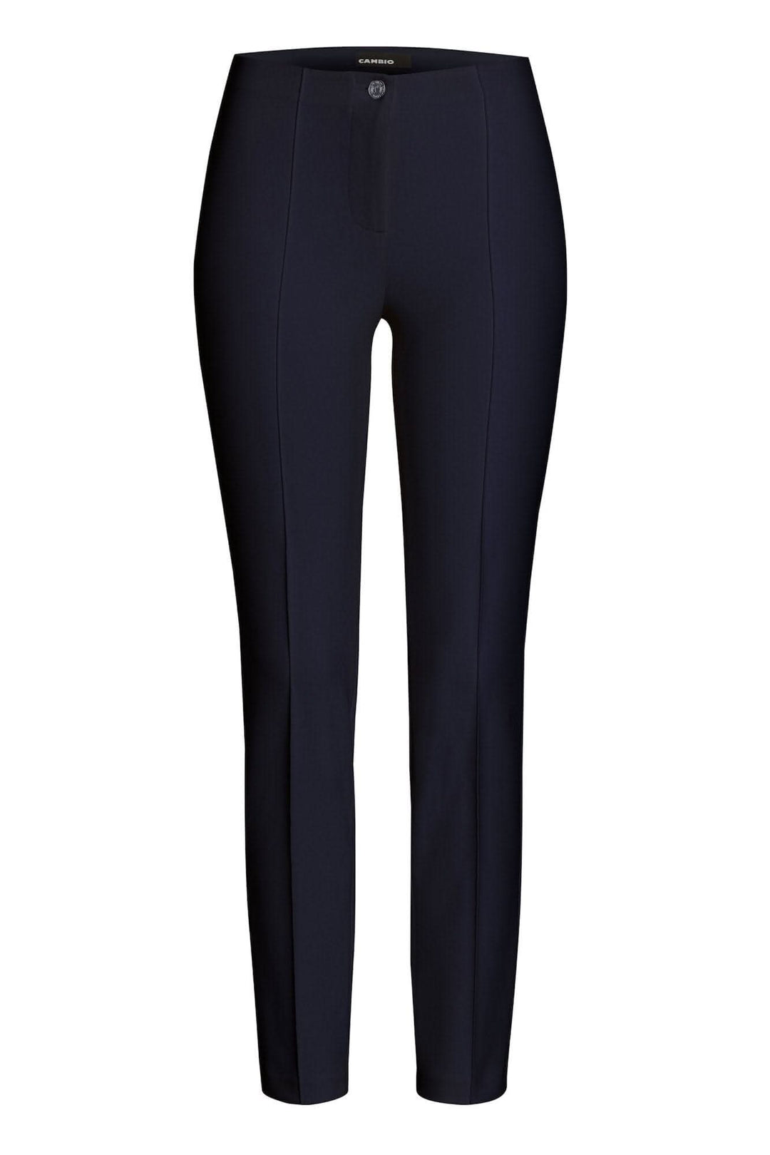 Pantalon slim Ros en tissu techno, coupe courte, taille élastique, fermeture éclair, design épuré et chic.