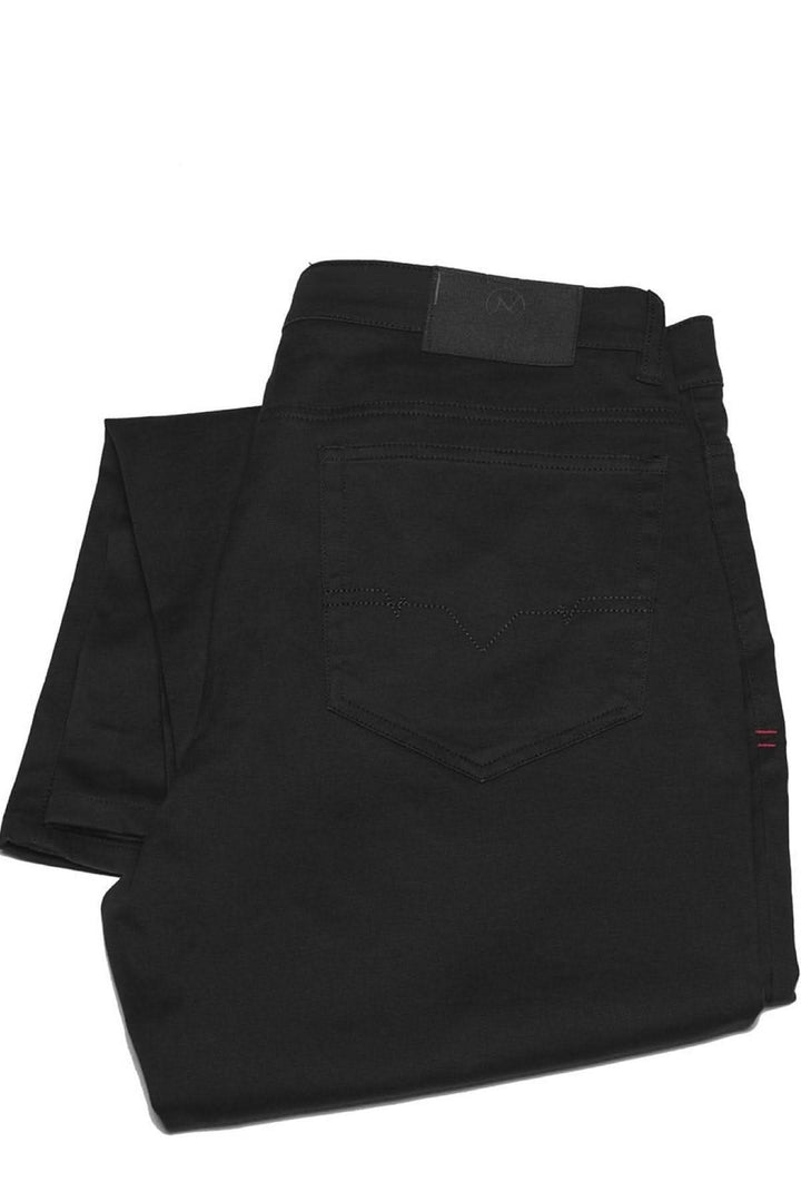 Pantalon Signum noir, confortable, en coton, ajusté avec 5 poches, style décontracté et habillé pour homme.