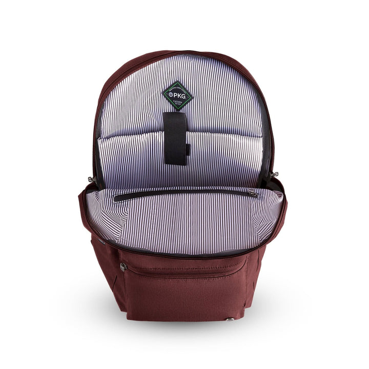 Intérieur du sac à dos Granville 22L, avec tissu rayé et compartiment spacieux.